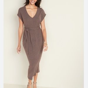 Old Navy Tie-Belt Rib-Knit Midi Shift Dress for Women